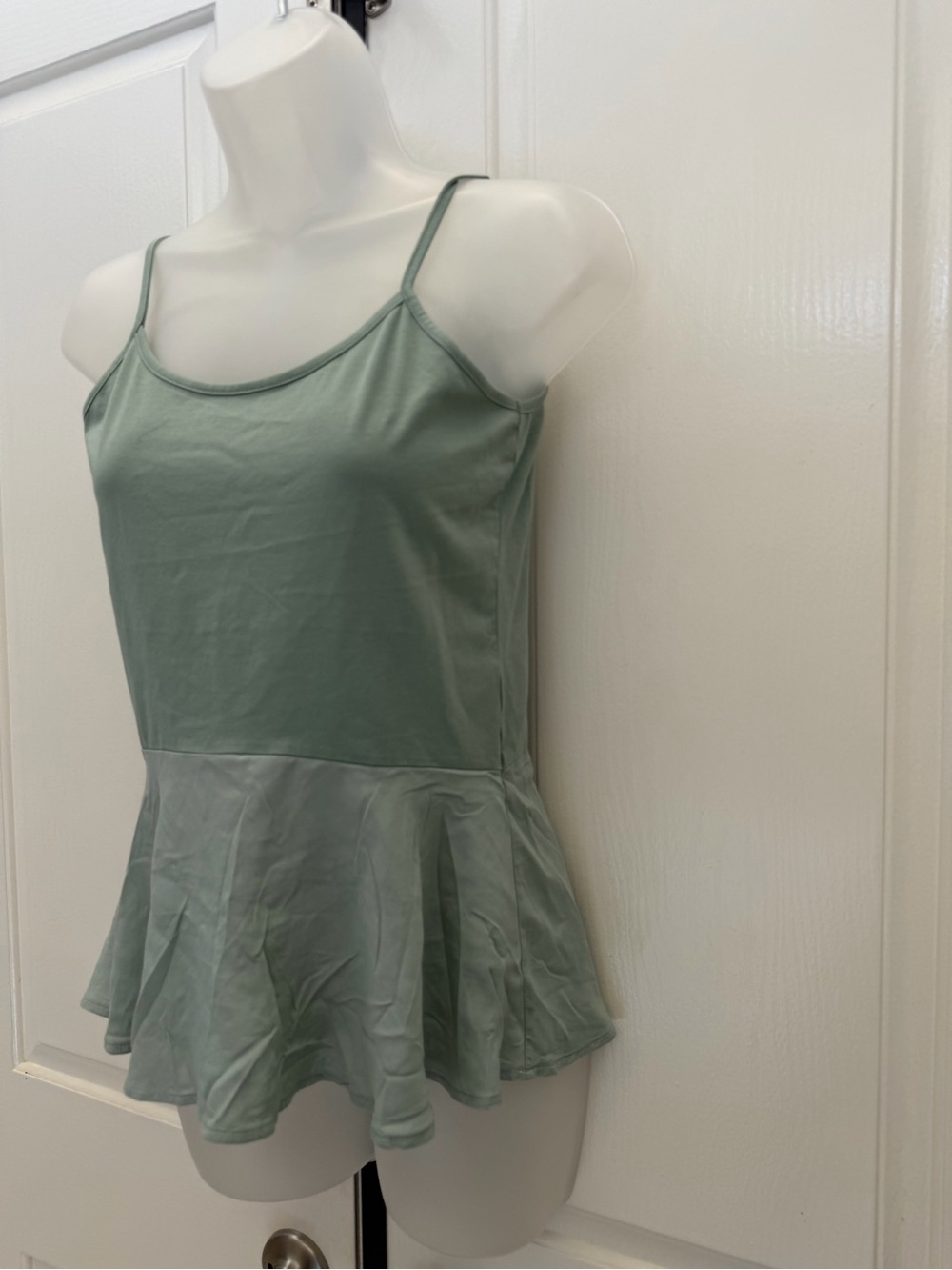 Lemon Sage Green Peplum Cami Tank Top Sz S